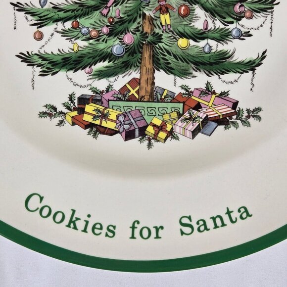 Spode "Cookies for Santa" Christmas Tree Dish 10.5" Diameter Made in England - Picture 6 of 12